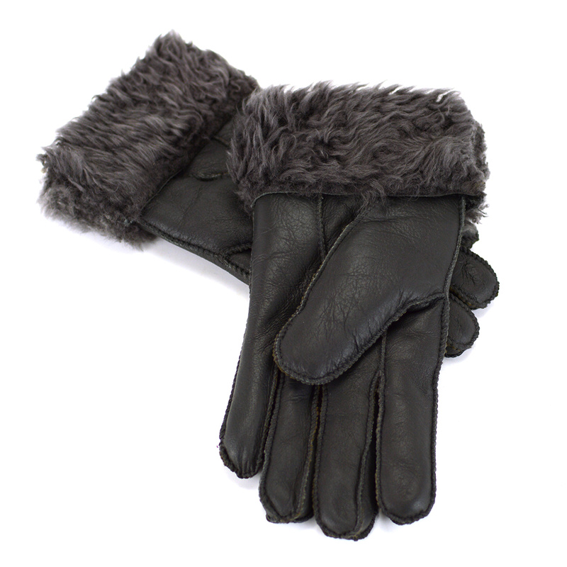 Five-finger leather insulated gloves