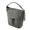 Leather women's shoulder shopper bag with fringes