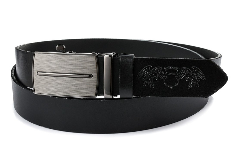 Beltimore leather men's black automatic belt A55 : Colors - black, Strap size - r.115-130 cm