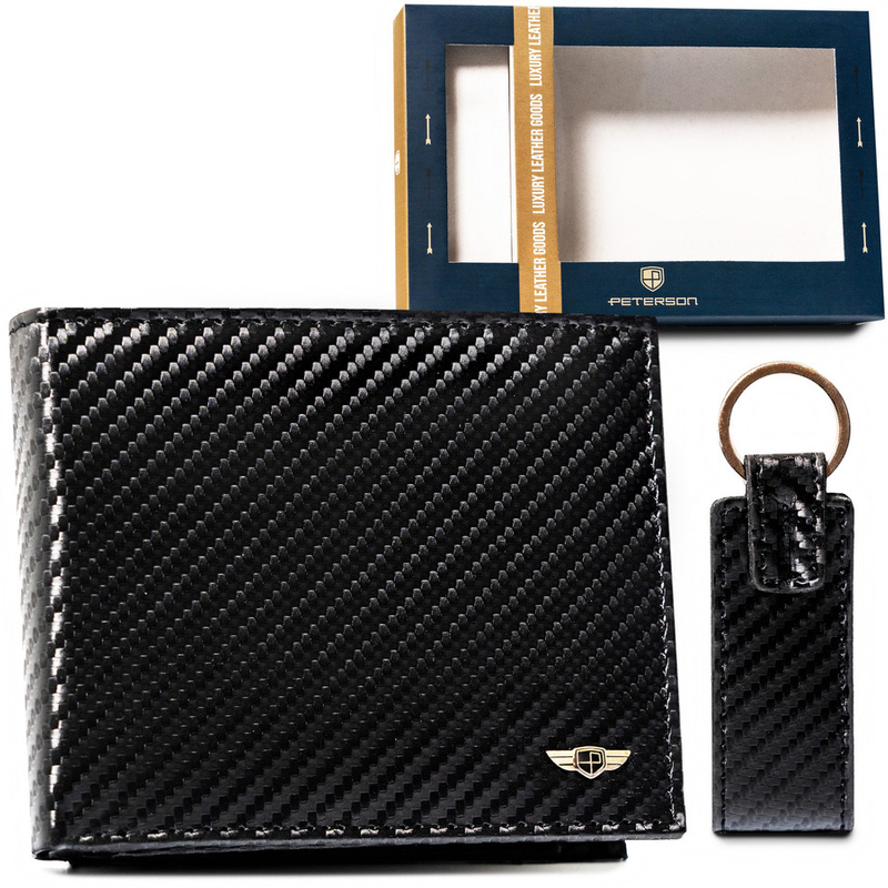 Men gift set with wallet and keychain PETERSON PTN PK5-N992