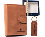 Leather wallet+key ring set PETERSON PTN SET-M-1542L-CH C