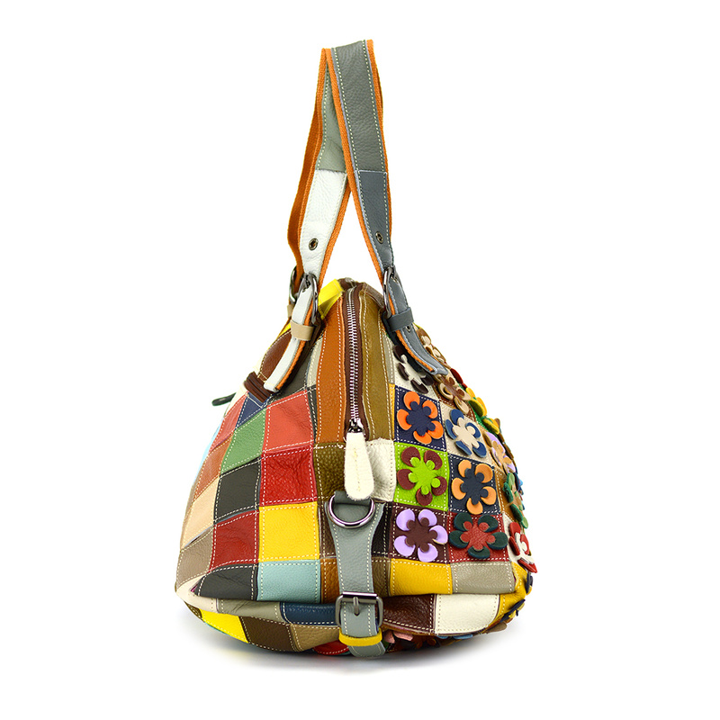 Stylish Leather Shoulder Bag Colorful Design