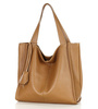 Modny skórzany shopper MAZZINI - Portofino Max camel