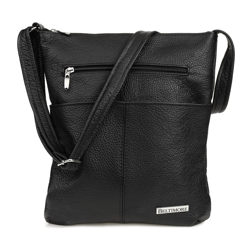 Damenleder Handtasche Beltimore Black A4 934 Leder