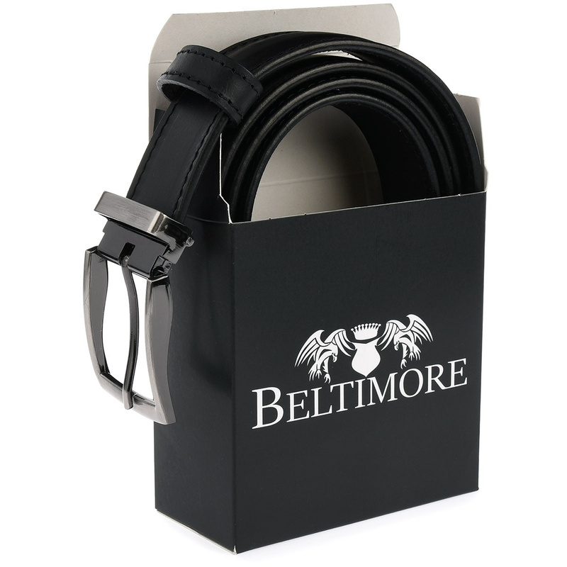 Beltimore A75 men's wide black leather trouser belt : Colors - black, Strap size - r.100-115 cm