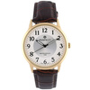 Herrenuhr Quarz braun und gold klassisches Lederband C411