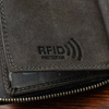 Zippered leather wallet large horizontal RFiD nubuck gray Beltimore H01