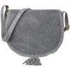 Grey Women's Horseshoe Handbag Letterman Soft Italian Leather B66