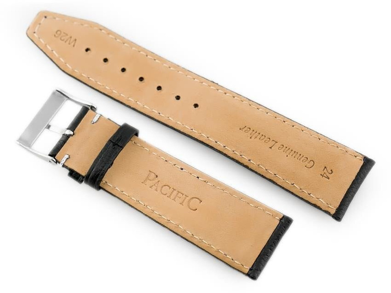 W26 leather watch strap - PREMIUM - black/white - 20mm