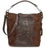 Dark brown suede leather shopper bag W10