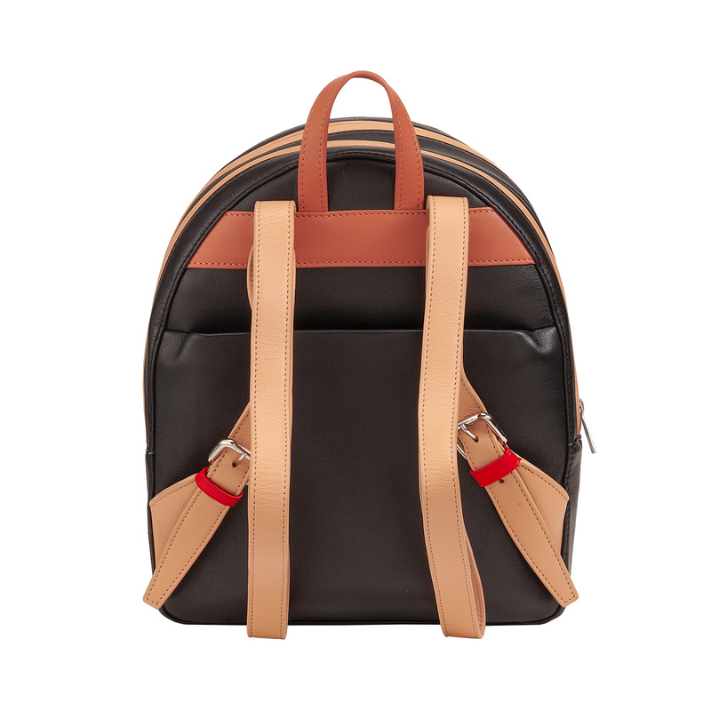 Small multi colored backpack for women Colorful Favignana by DUDU in nappa leather with double zip holder. Rucksuck that combines casual look and contemporary style.