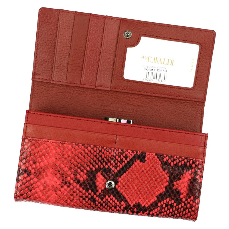 skóra ekologiczna + Women's genuine leather wallet Cavaldi PX24-DNH