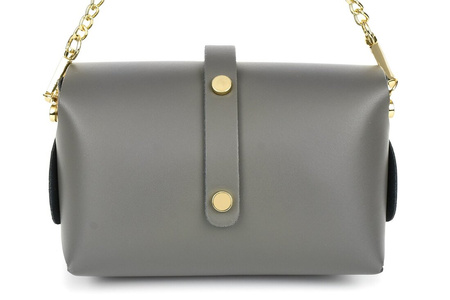 GREY small Italian leather women's chain evening handbag P45