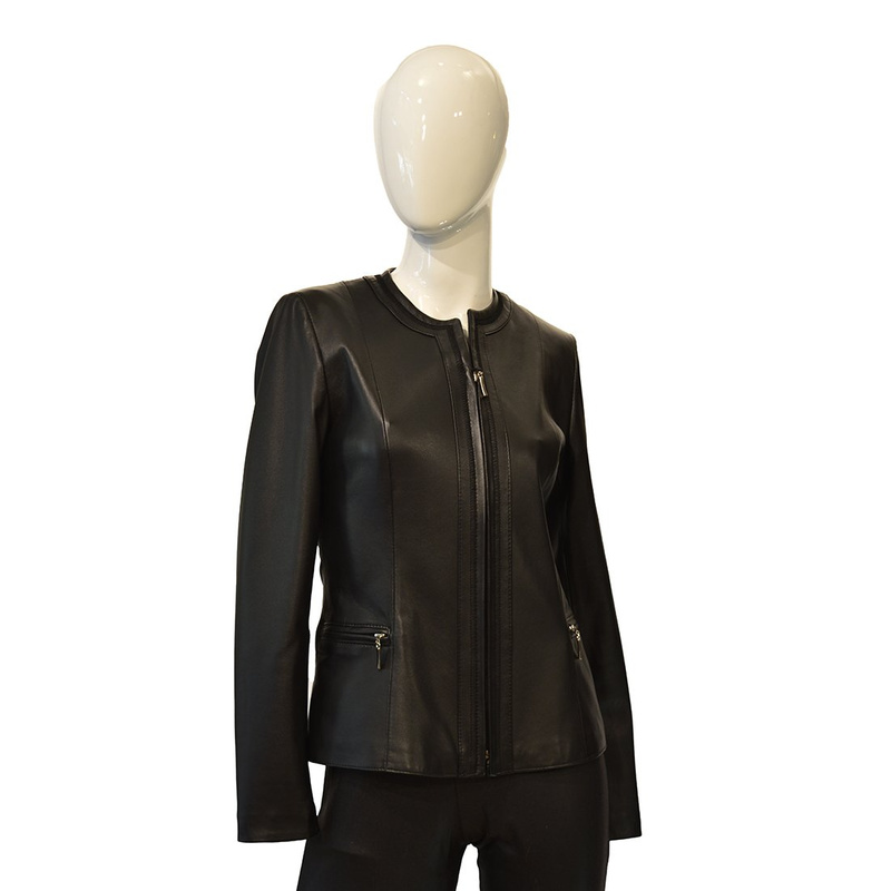 Stylish fashionable Bukowski leather jacket with pleats