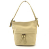 Leather women's shoulder shopper bag with fringes