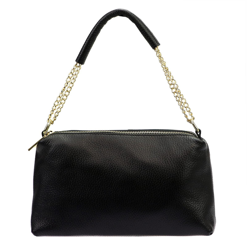 Women's leather shoulder messenger bag with chain