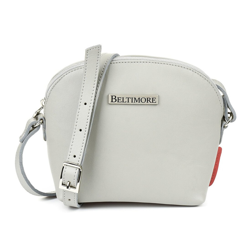 Women's small leather postbag light grey belt Beltimore N22