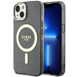 Guess GUHMP14SHCMCGK iPhone 14 6.1" czarny/black hardcase Glitter Gold MagSafe