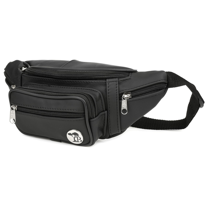 Leather kidney pouch black hip bag Beltimore I55