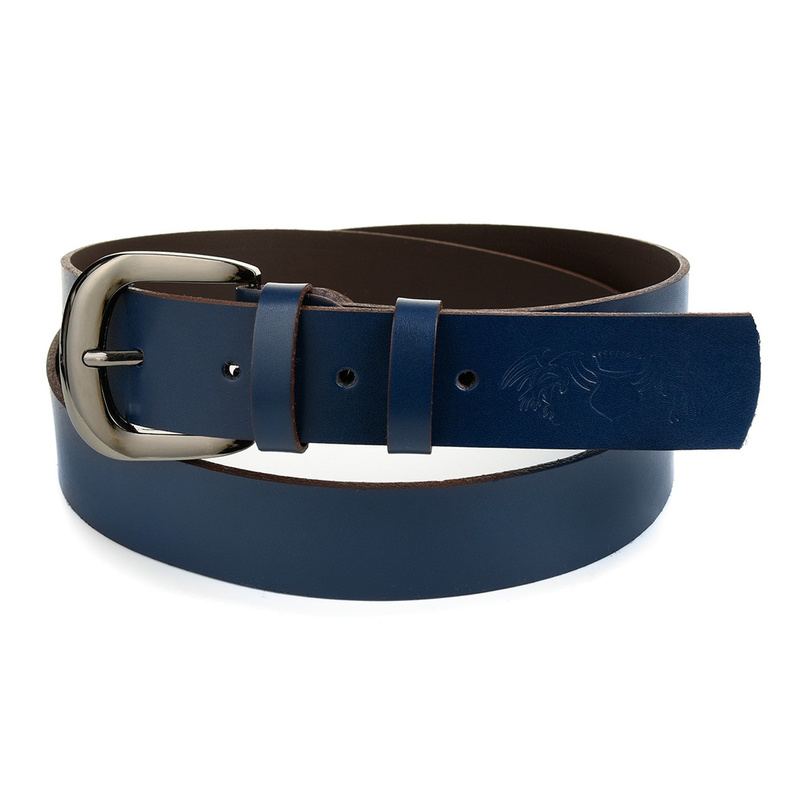 Beltimore navy blue women's leather dress trouser belt A86 : Farben - navy blue, Gürtelgröße - r.85-100 cm