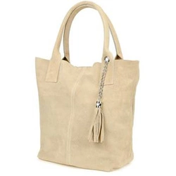 BEIGE LARGE A4 LIGHTWEIGHT SUEDE LEATHER BAG SHOPPER BAG WITH POUCH L82