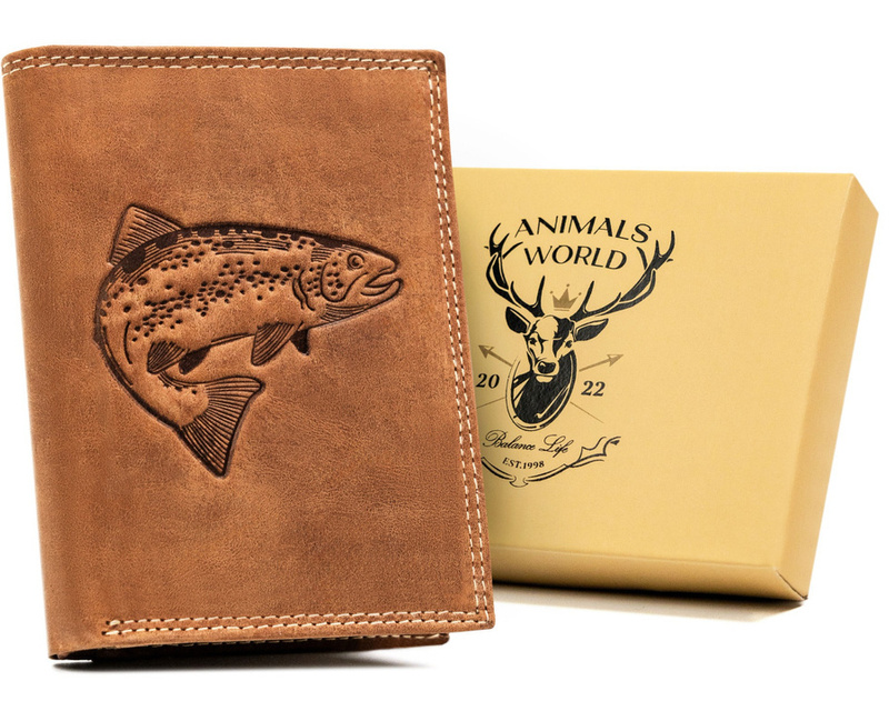 Men's genuine leather wallet Wild ANIMALS N4-CHM FISH