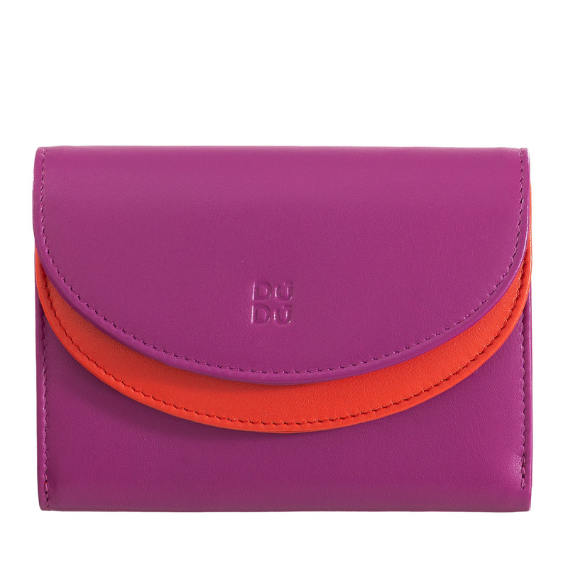 Ladies RFID purse Colorful Galapagos by DUDU with cards protection, made in coloured nappa leather with double flap and coin pocket.