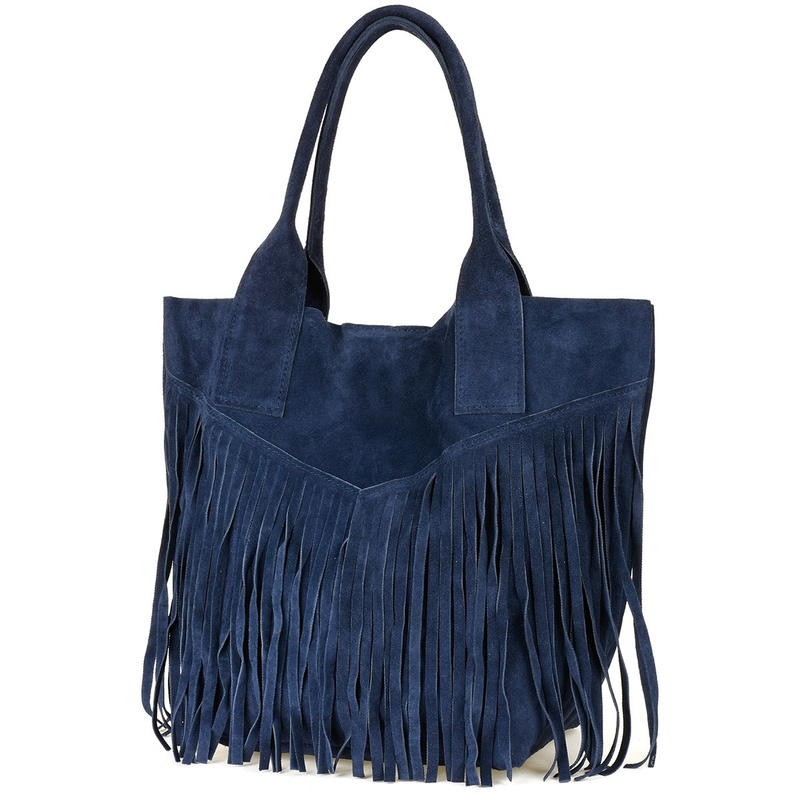 Marineblau Ledertasche A4 großer L83 Franse