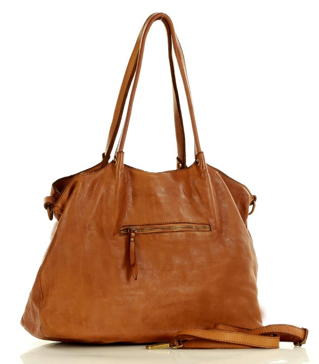 Leather women's shopper with shoulder organizer