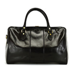 Leather large weekend travel bag with strap