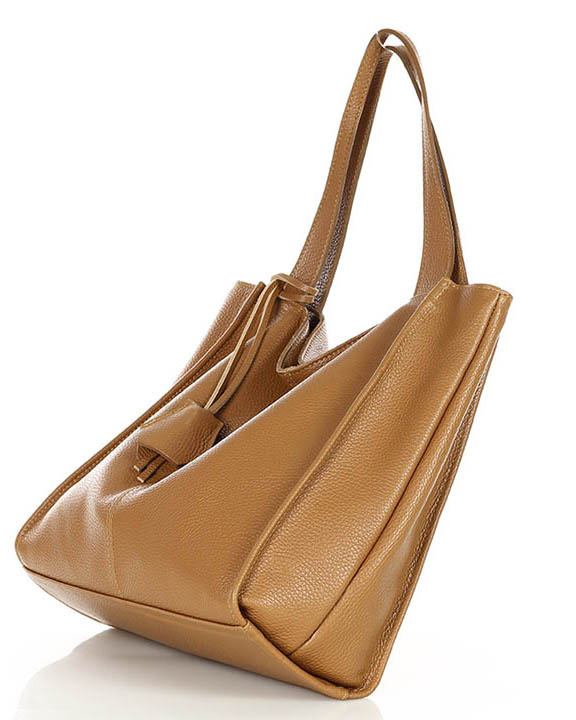 Modny skórzany shopper MAZZINI - Portofino Max camel