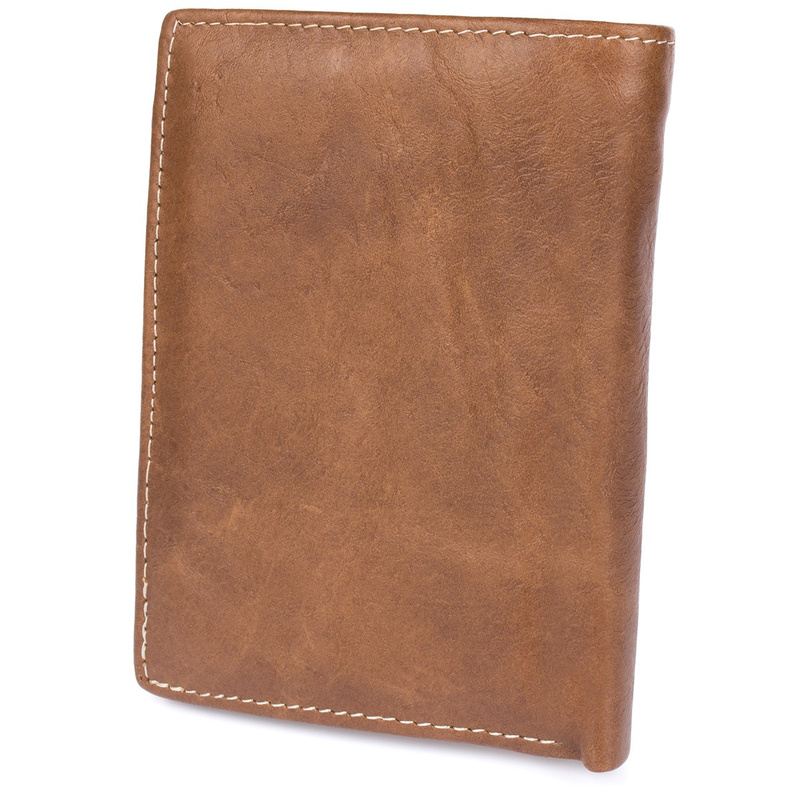 Leather wallet brown vintage vertical large RFiD Beltimore I43