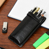 Pencil case Leather pen case navy blue Beltimore J03