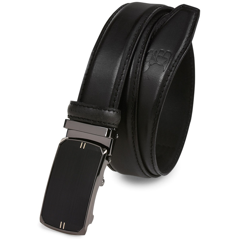 Men's leather belt buckle automatic black Beltimore A07 : Colors - black, Strap size - r.90-105 cm