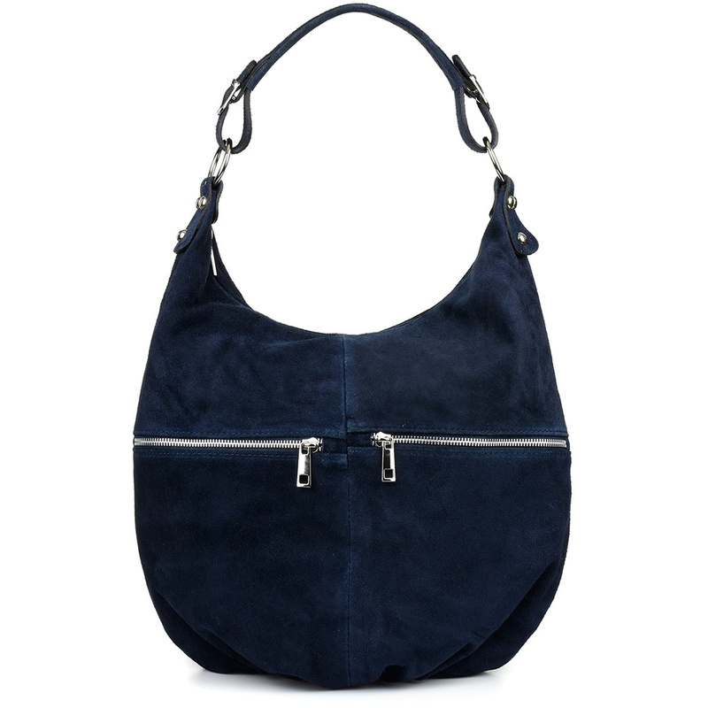 Navy blue Vera Pelle Suede A4 Leather Handbag K51 bag