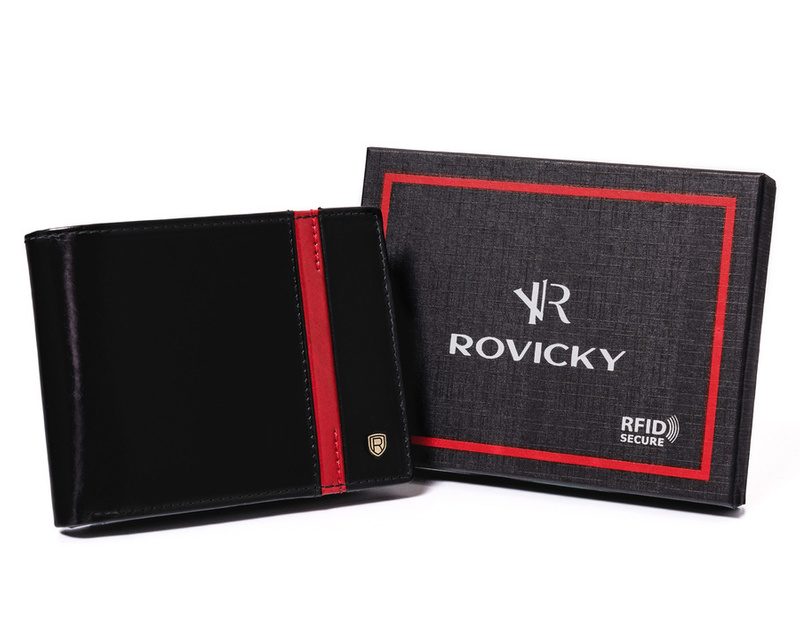 Portfel męski skórzany N61-RVTP-3036 Black-Red