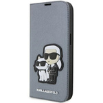 Karl Lagerfeld KLBKP14XSANKCPG iPhone 14 Pro Max 6.7" bookcase srebrny/silver Saffiano Karl & Choupette