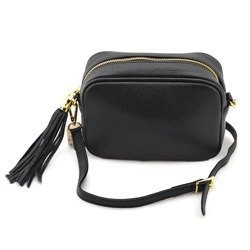 Small leather women's messenger bag with key ring