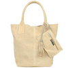 BEIGE LARGE A4 LIGHTWEIGHT SUEDE LEATHER BAG SHOPPER BAG WITH POUCH L82