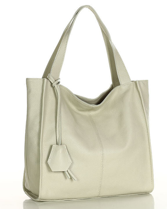 Modna torebka damska skórzany shopper bag - MARCO MAZZINI Portofino Max ivory beżowa