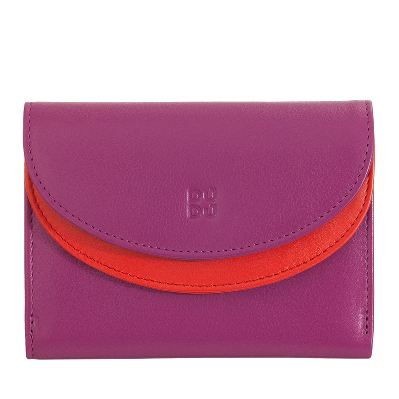 Ladies RFID purse Colorful Galapagos by DUDU with cards protection, made in coloured nappa leather with double flap and coin pocket.