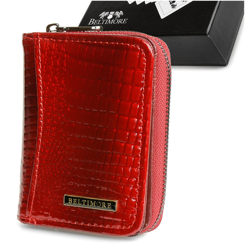 Red small women's patent leather wallet Beltimore A05