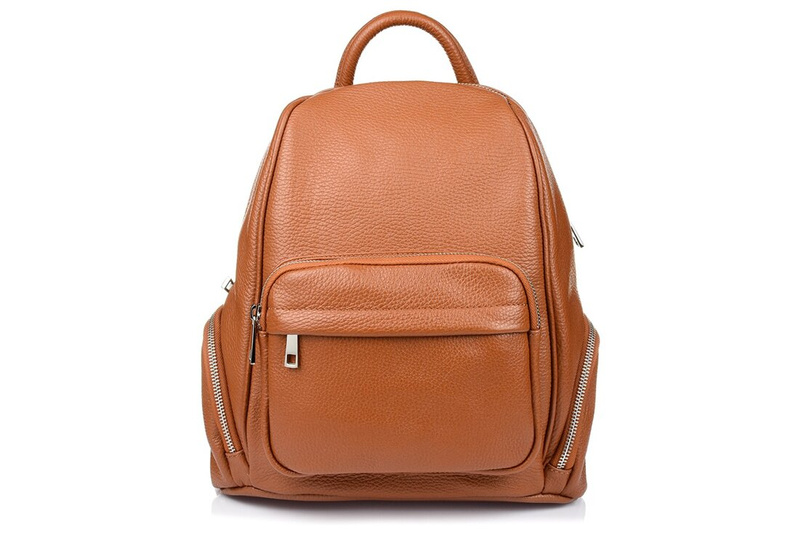 Leather urban women's backpack, spacious and stylish