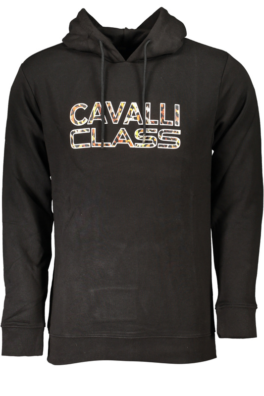 CAVALLI CLASS MEN&#39;S BLACK ZIP-OUT SWEATSHIRT