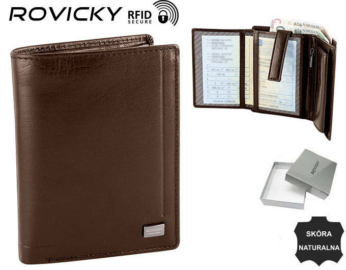 Men's genuine leather wallet Rovicky PC-104-BAR RFID