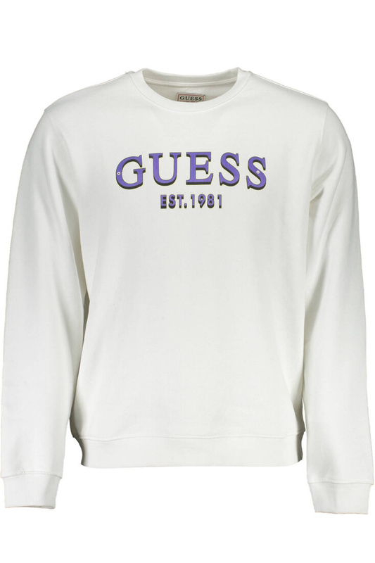 GUESS JEANS WHITE MEN'S SWEATSHIRT WITHOUT ZIP