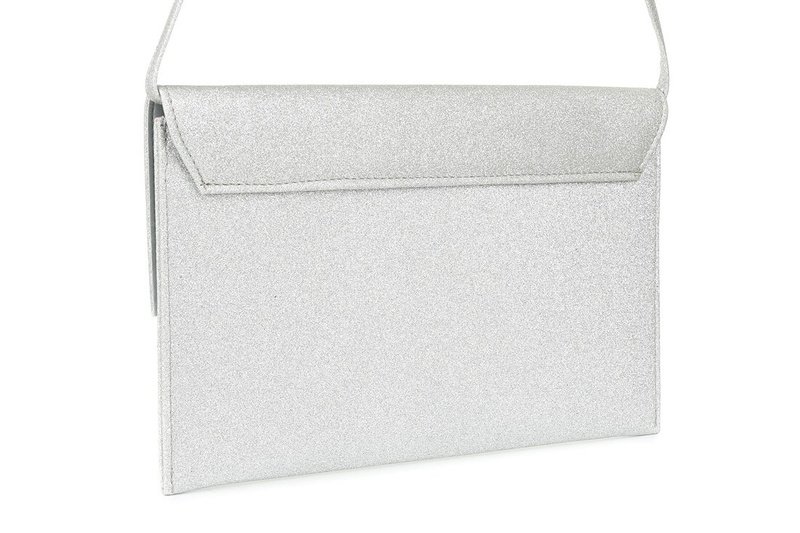 Silver glitter original women's padded strap clutch bag W63