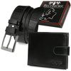 Men's premium leather Beltimore wallet belt set U28 : Colors - black, Strap size - r.90-105 cm