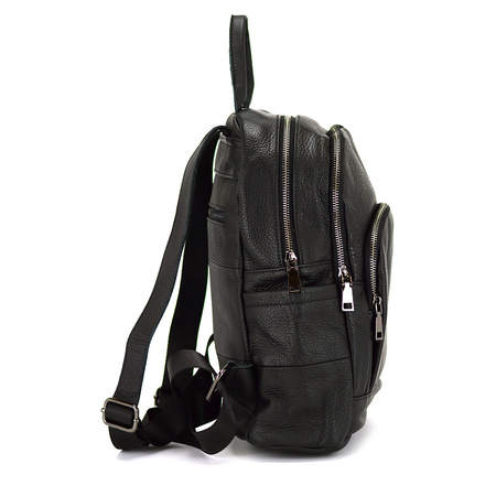 Women's capacious leather functional backpack