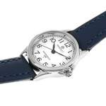 Women's wrist watch leather strap navy blue-silver Perfect 273